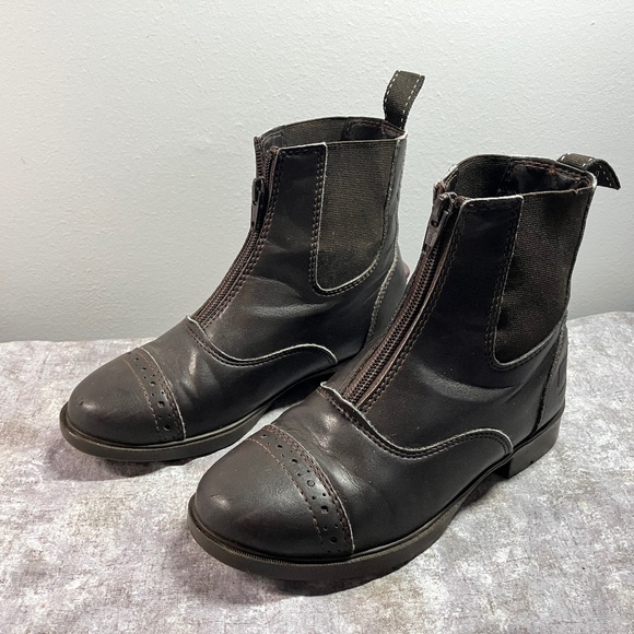Riding Sport Dover Chocolate Brown Kids Riding Paddock Boots Size 2 - Picture 1 of 7
